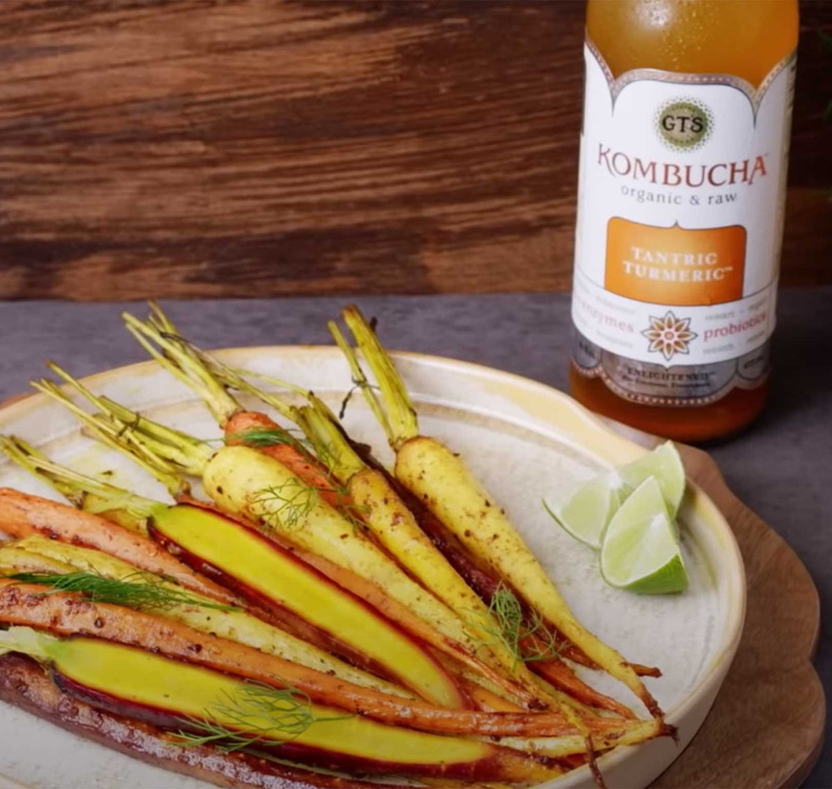 Turmeric Kombucha Rainbow Roasted Carrots